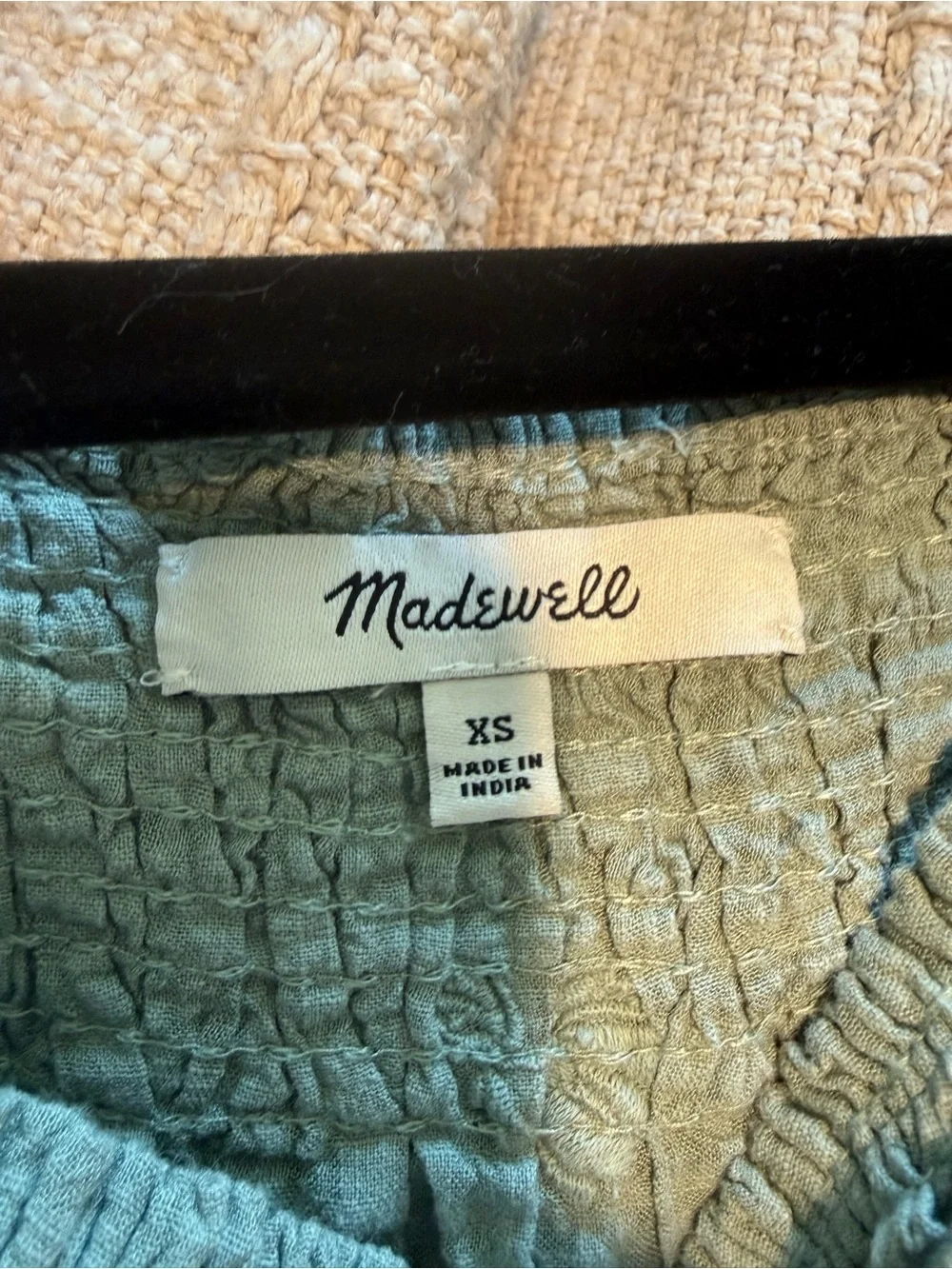 Madewell Smocked Square-Neck Top in Sage